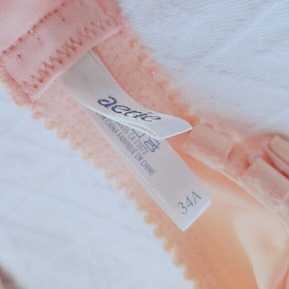 New- AERIE Peach with Taupe "EMMA" Bra- Padded- 34A - Picture 9 of 11